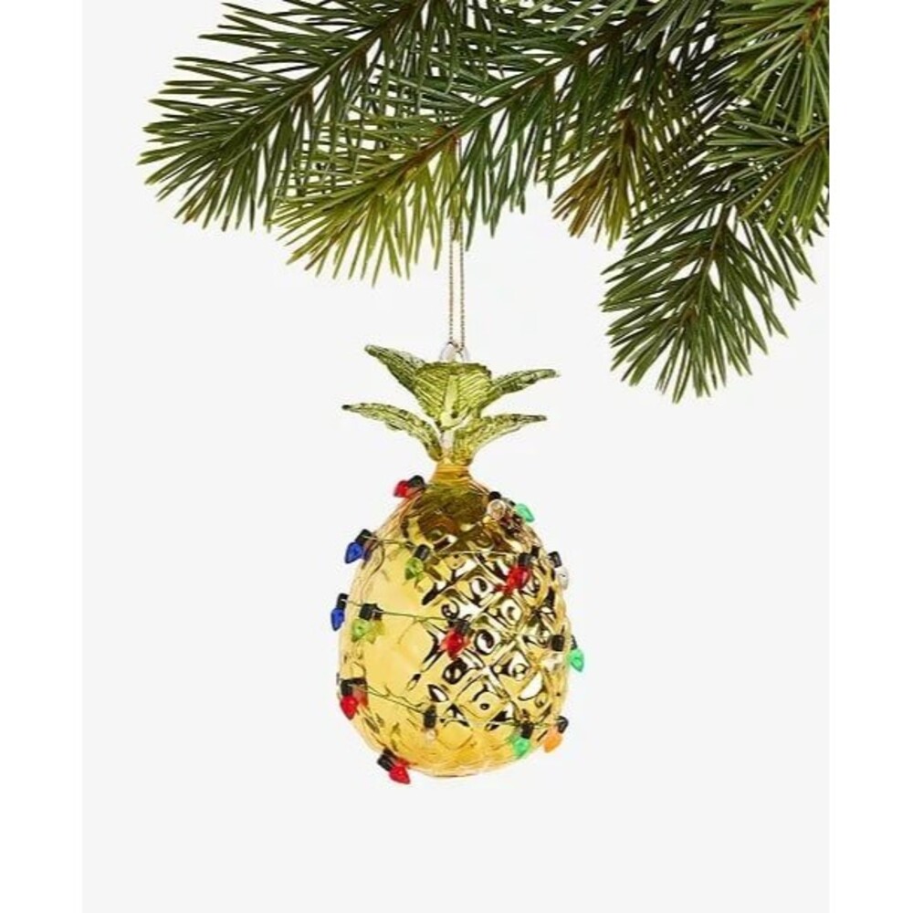 Macy’s Holiday Lane Hawaii Glass Decorated Pineapple Ornament